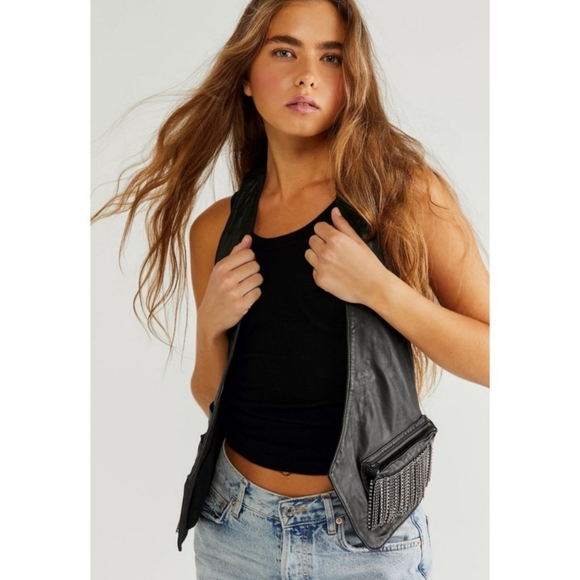 Free People Belle Of The Ball Fringe Leather Harness - Picture 2 of 9